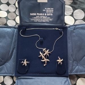 Necklace and pierced earrings- never used
